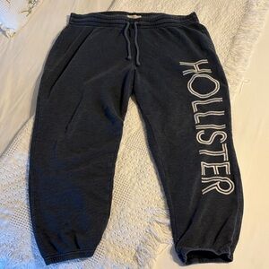 Vtg Hollister Heather gray blue Sweatpants with Bold embroidered Logo LARGE